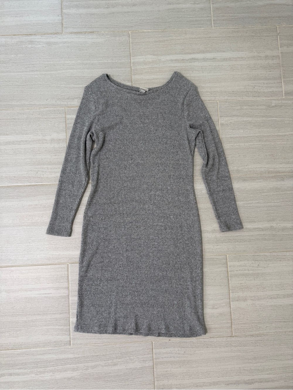 a new day Gray Ribbed Long-Sleeve Knit Dress